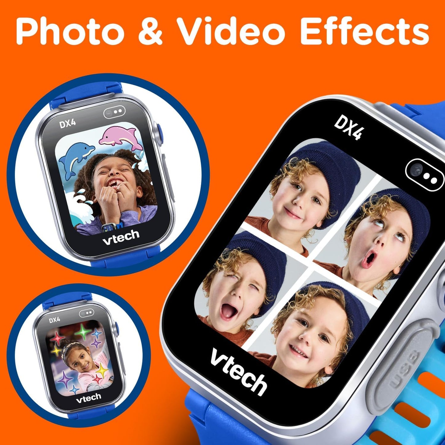 VTech KidiZoom Smartwatch DX4, Blue | Kids Smart Watch with Dual Cameras, Games, Music Player, Activity Tracker, Photo & Video Recorder | Educational Smartwatch