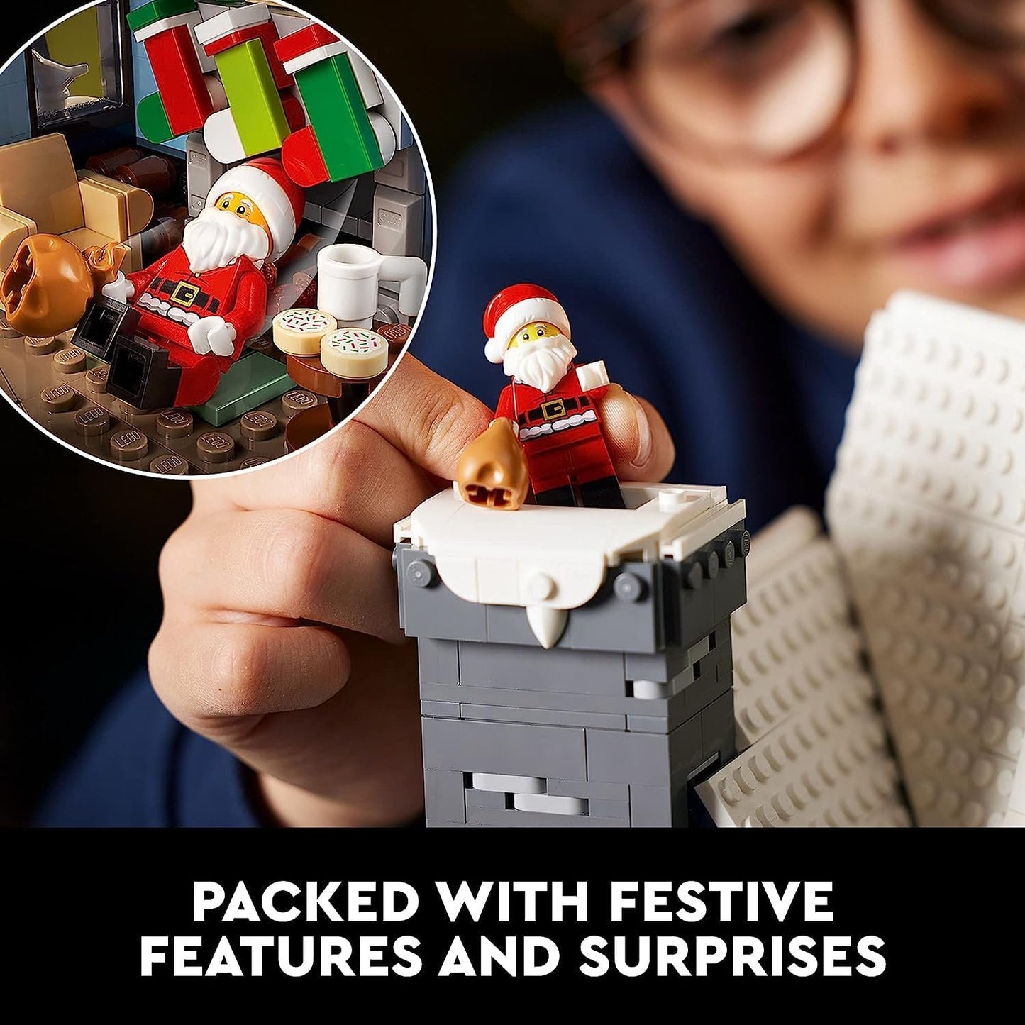 Lego Icons Santa’s Visit 10293 Christmas House Model Building Set for Adults and Families, Festive Home Décor with Xmas Tree