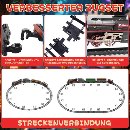 FENMING Classic Steam Train Set with Smoke, Lights & Track Layout | Battery Operated Railway Toy