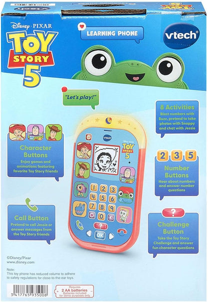 VTech Disney & Pixar Toy Story 5 Learning Phone | Interactive Educational Toy Phone with Lights, Sounds, Games & Character Voices for Kids