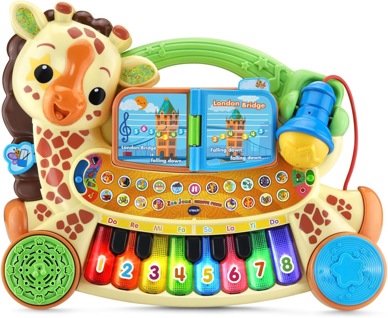 VTech Zoo Jamz Giraffe Piano | Interactive Musical Learning Piano with Light-Up Keys, Microphone, Songs, Animal Sounds & Music Activities for Toddlers