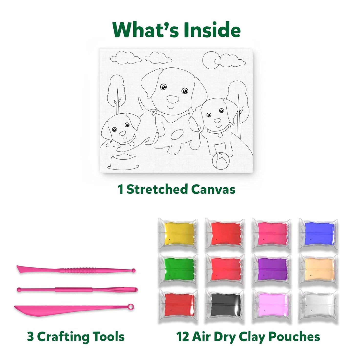 Skillmatics Art & Craft Kit - Colour with Clay, No Mess Art, Create A Clay Canvas of Pups at The Park, Gifts for Ages 5 to 12