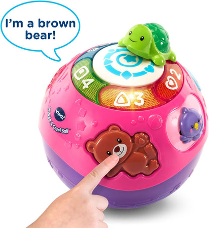 VTech Wiggle and Crawl Ball, Purple | Interactive Moving Ball with Lights, Sounds, Music & Learning Activities for Babies and Toddlers