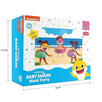 Funskool Handycrafts Baby Shark Mask Making Kit for Kids | DIY Make Your Own 3 Soft Baby Shark Masks | Creative Art & Craft Activity Set | Baby Shark Birthday Party Supplies, Games & Activities | Craft Kit for Boys & Girls Ages