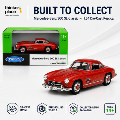 Welly 1:64 Mercedes-Benz 300 SL Red Die-Cast Metal Model Car