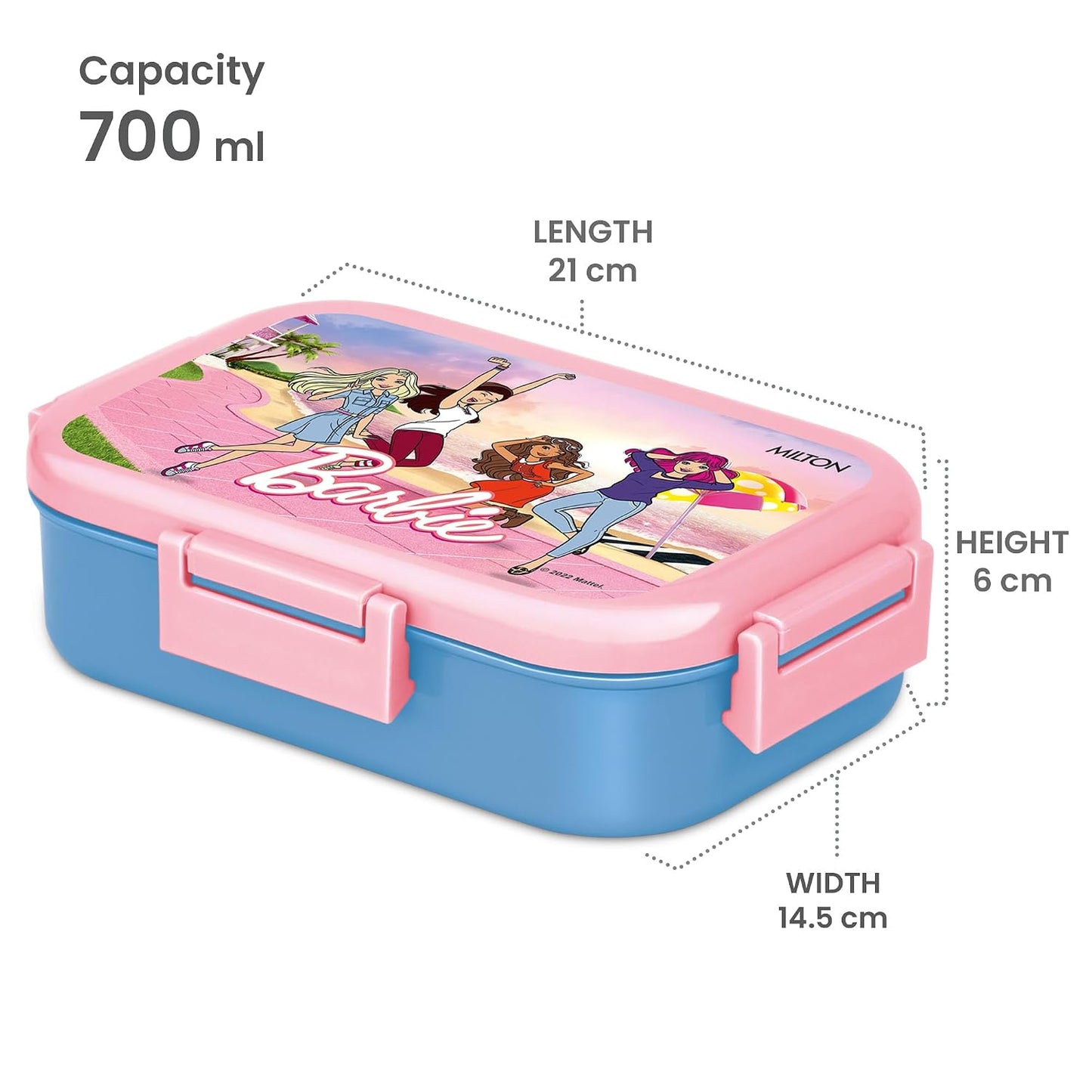 Milton Barbie 700ml Kids Lunch Box with Stainless Steel Inner Container | School Tiffin Box with Steel Snack Container