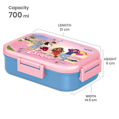 Milton Barbie 700ml Kids Lunch Box with Stainless Steel Inner Container | School Tiffin Box with Steel Snack Container
