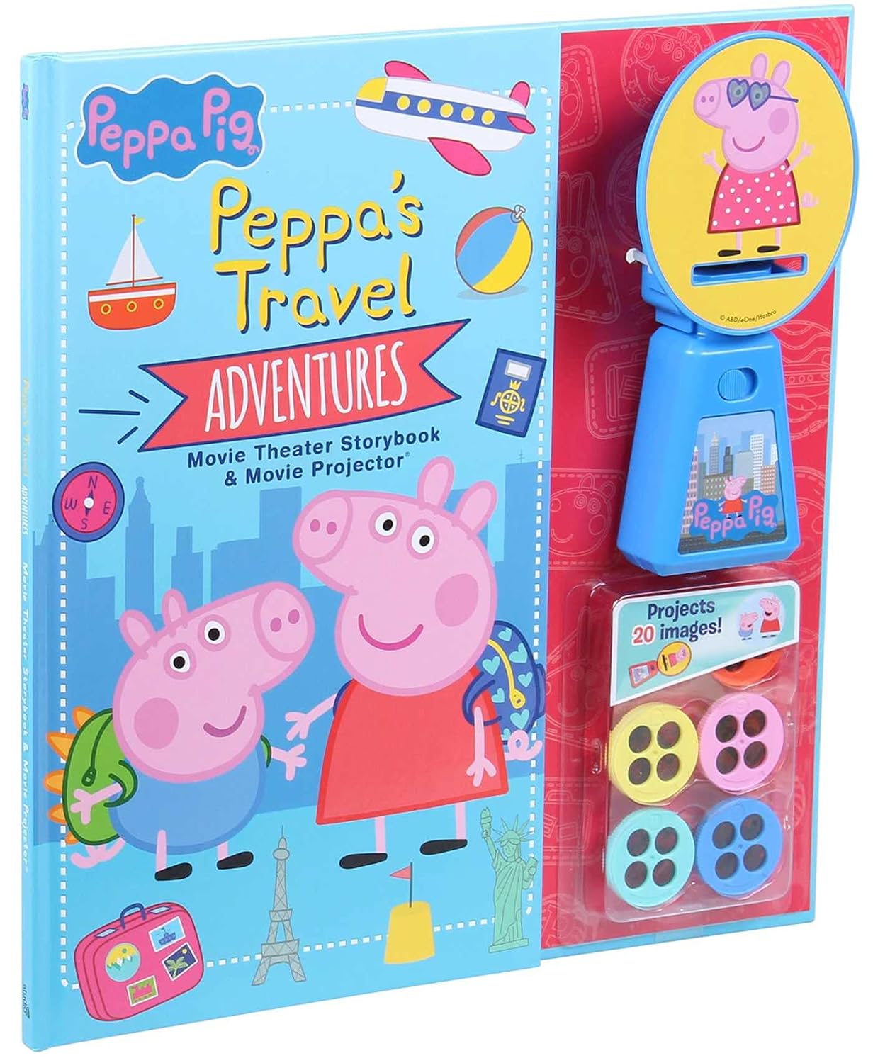 Peppa Pig Peppa's Travel Adventures Movie Theater Storybook & Movie Projector | Projects 20 Images | Interactive Storybook Gift for Kids