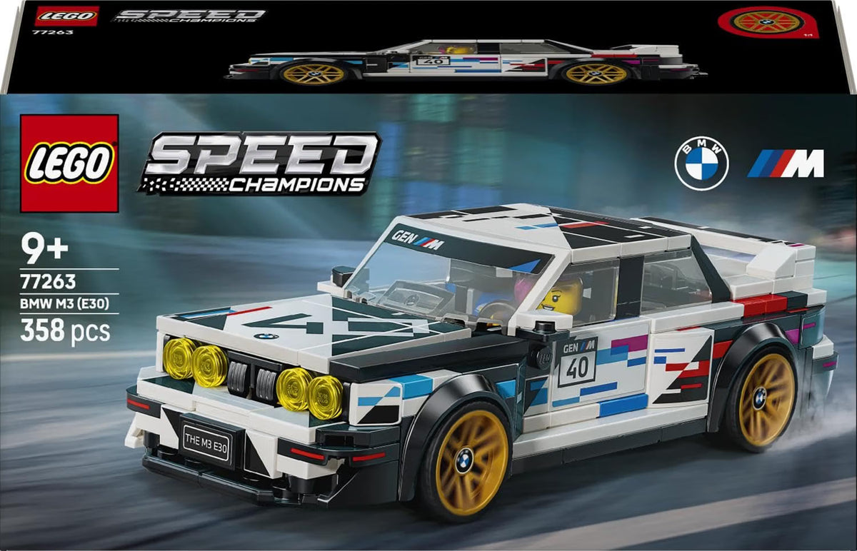 LEGO 77263 Speed Champions BMW M3 E30 – Collectible Race Car with Driver Minifigure, 358 Pieces, Ages 9+