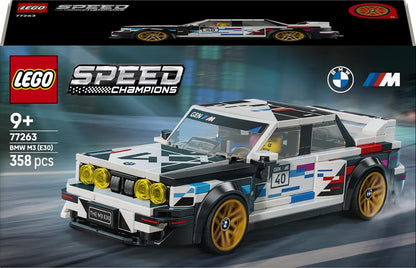 LEGO 77263 Speed Champions BMW M3 E30 – Collectible Race Car with Driver Minifigure, 358 Pieces, Ages 9+