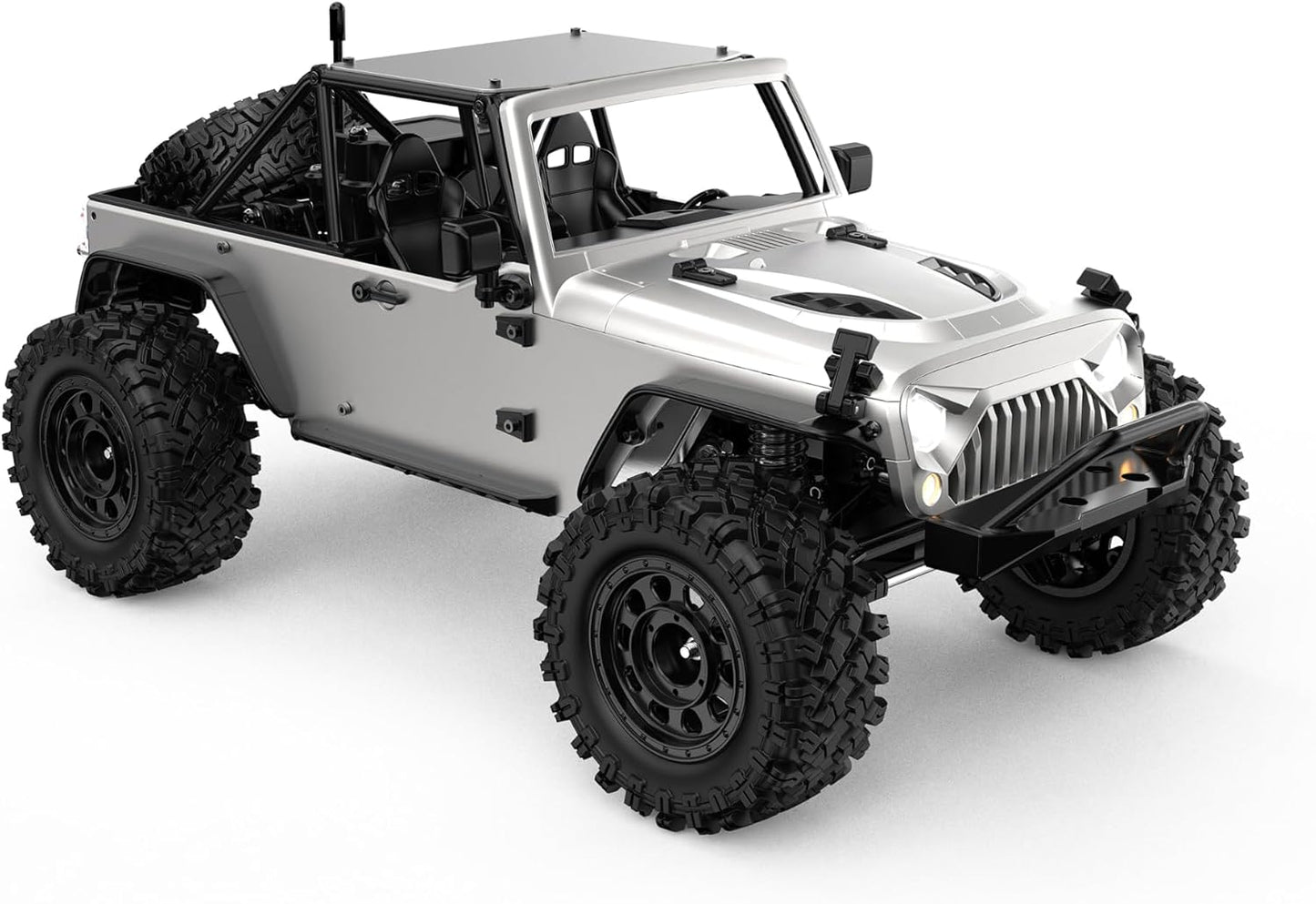 MJX R/C H12Y+ 1/12 Scale 4WD Brushless RC Rock Crawler | High-Torque 3650 BLDC Motor, Aluminium Body, All-Terrain Off-Road Remote Control Truck with 2.4GHz Radio System for Adults (Silver)