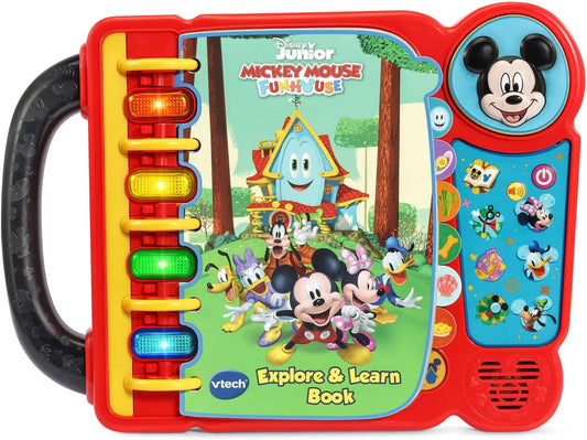 VTech Disney Junior Mickey Mouse Funhouse Explore & Learn Book | Interactive Educational Sound Book with Lights, Music, Stories & Learning Activities for Toddlers