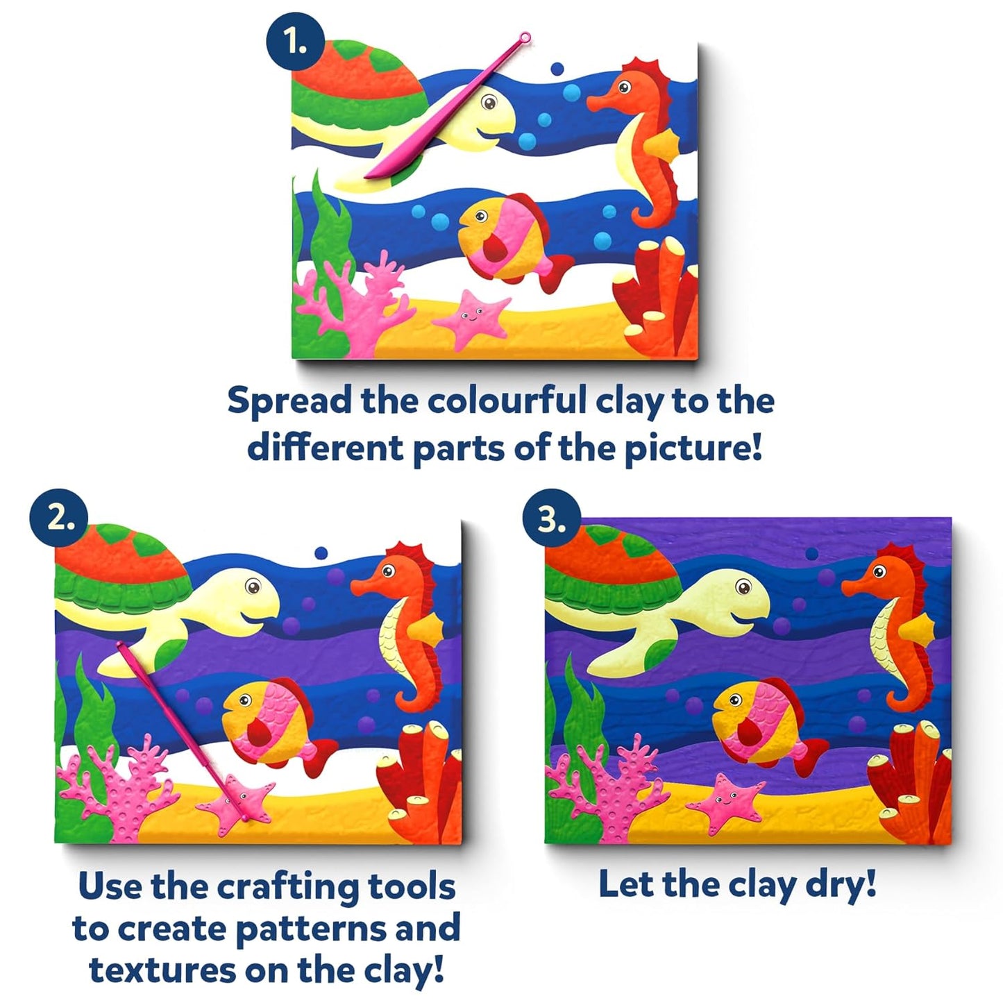 Skillmatics Art & Craft Kit - Colour with Clay, No Mess Art, Create a Clay Canvas of Under The Ocean, Gifts for Ages 5 to 12