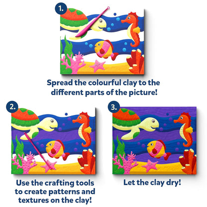 Skillmatics Art & Craft Kit - Colour with Clay, No Mess Art, Create a Clay Canvas of Under The Ocean, Gifts for Ages 5 to 12