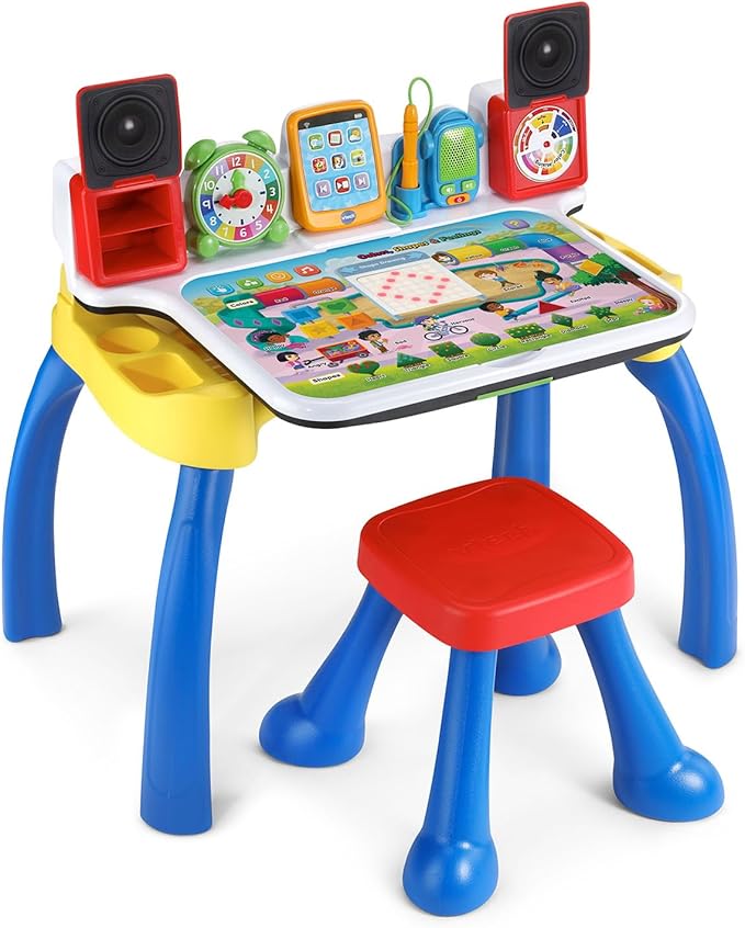 VTech Explore & Write Deluxe Activity Desk Interactive Learning Table with Stool & Stylus | Educational Toy for Kids