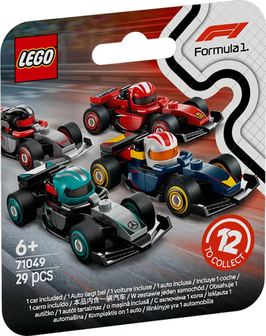 LEGO 71049 F1 Collectible Race Cars  Mini F1 Vehicles with Helmets (Ages 6+) - 1 Piece Random
