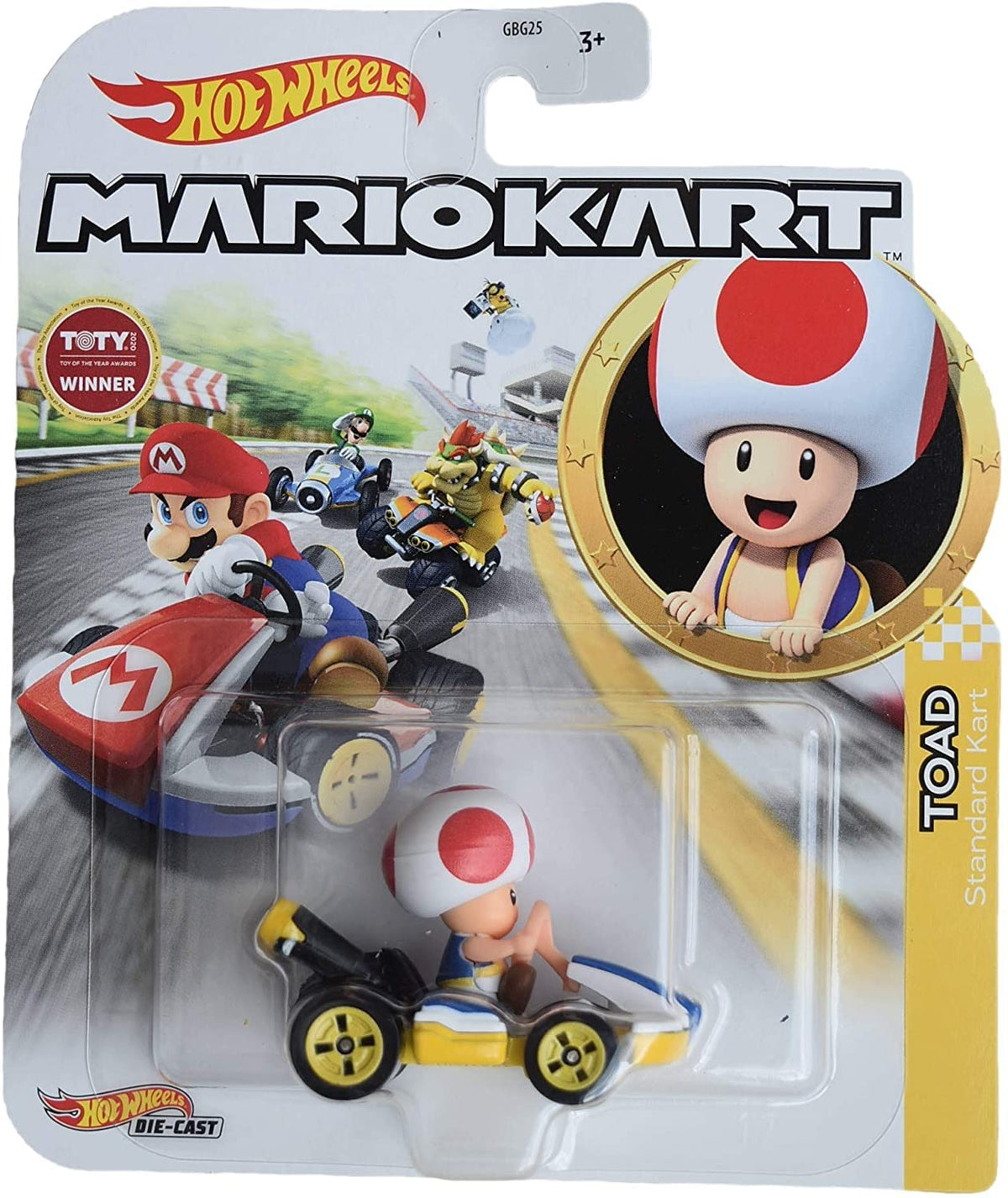 Hot Wheels 1:64 Scale (Blister Pack) Mario Kart 4-Car Set – Baby Mario, Luigi, Bowser Jr. & Toad