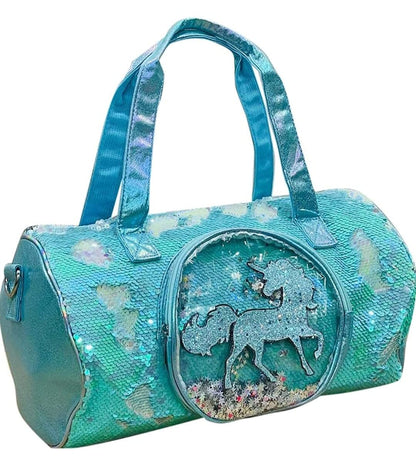 Unicorn Holographic Sequin Girls Duffle Bag – Kids Travel & Sports Bag