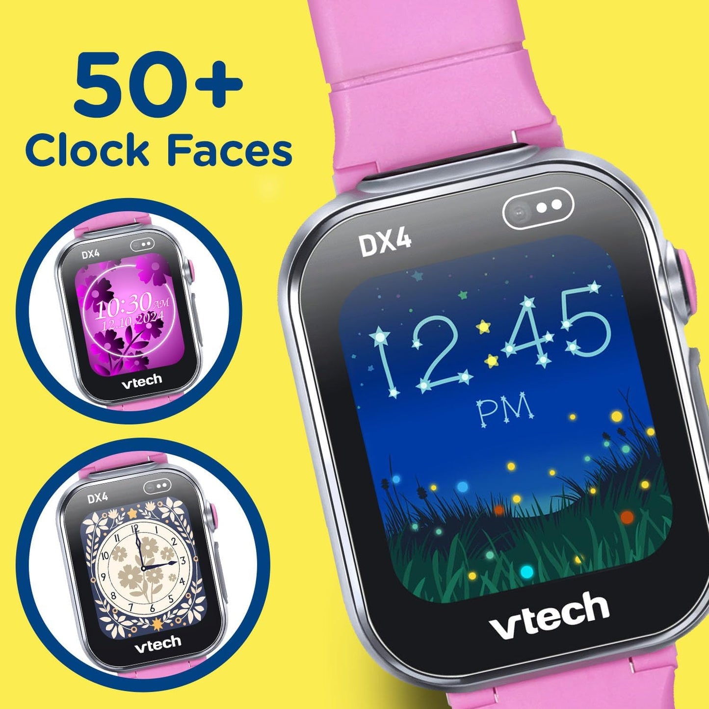 VTech KidiZoom Smartwatch DX4, Pink | Kids Smart Watch with Dual Cameras, Games, Music Player, Activity Tracker, Photo & Video Recorder | Educational Smartwatch