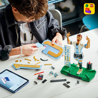 LEGO 43015 Editions Lionel Messi – Soccer Legend Building Set | Football Collectible Display Model for Kids & Fans