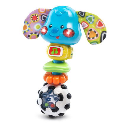 VTech Baby Rattle & Sing Puppy | Musical Light-Up Baby Rattle with Songs, Sounds & Sensory Textures | Infant Toy for 3+ Months