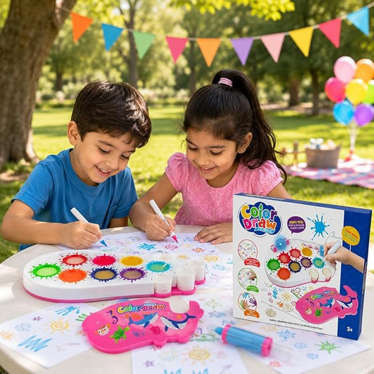 (Box Damage) Color Draw Magic Coloring Paint Pad with 8 Magical Color Layers, Smart Color Recognition Pen, Glow Brush & Stamps – Reusable Mess-Free Drawing & Art Kit for Kids Age 3+