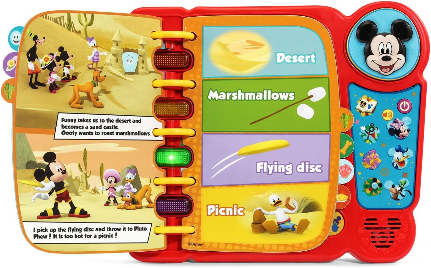 VTech Disney Junior Mickey Mouse Funhouse Explore & Learn Book | Interactive Educational Sound Book with Lights, Music, Stories & Learning Activities for Toddlers