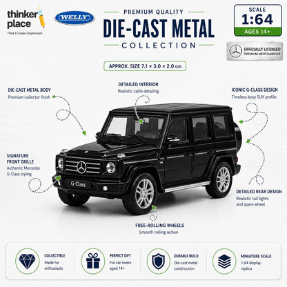 Welly 1:64 Mercedes-Benz G-Class Black Die-Cast Metal Model Car