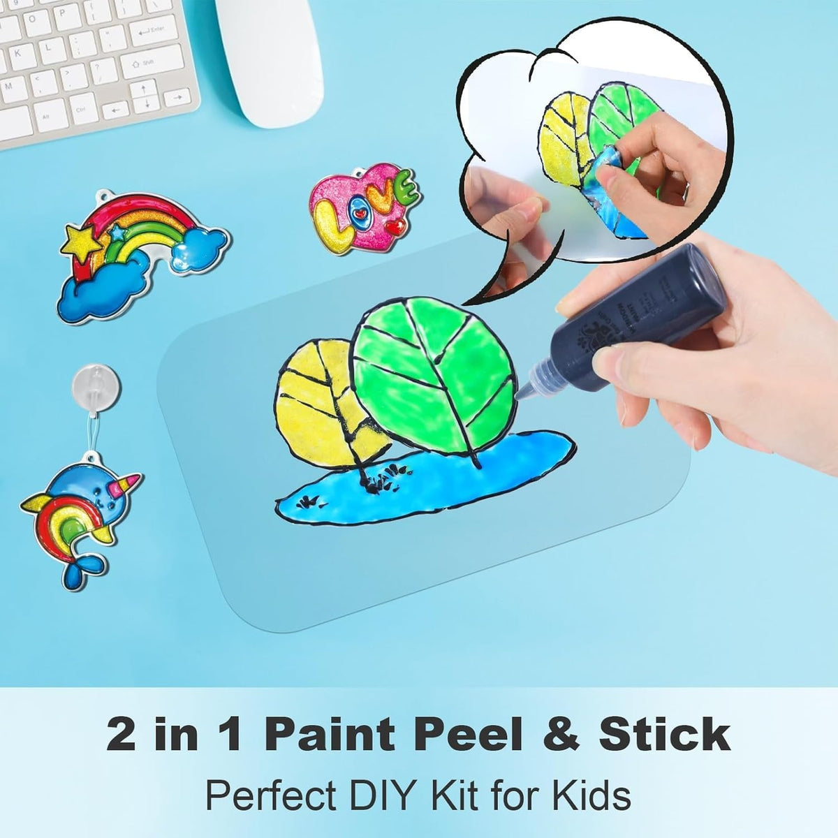 The Best Crafts Glitter Window Art Kit for Kids, 26 DIY Suncatcher Projects with 8 Window Paint Colors, Suction Cups & Design Patterns, Creative Arts & Crafts Activity Set for Boys & Girls Ages 6+, Birthday Gift