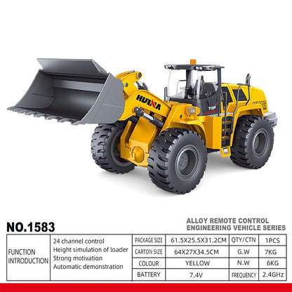 HUINA 1583 1:14 Scale RC Wheel Loader | 2.4GHz 10CH Remote Control Construction Vehicle with Electric Lifting Bucket, Lights & Sound | 14+