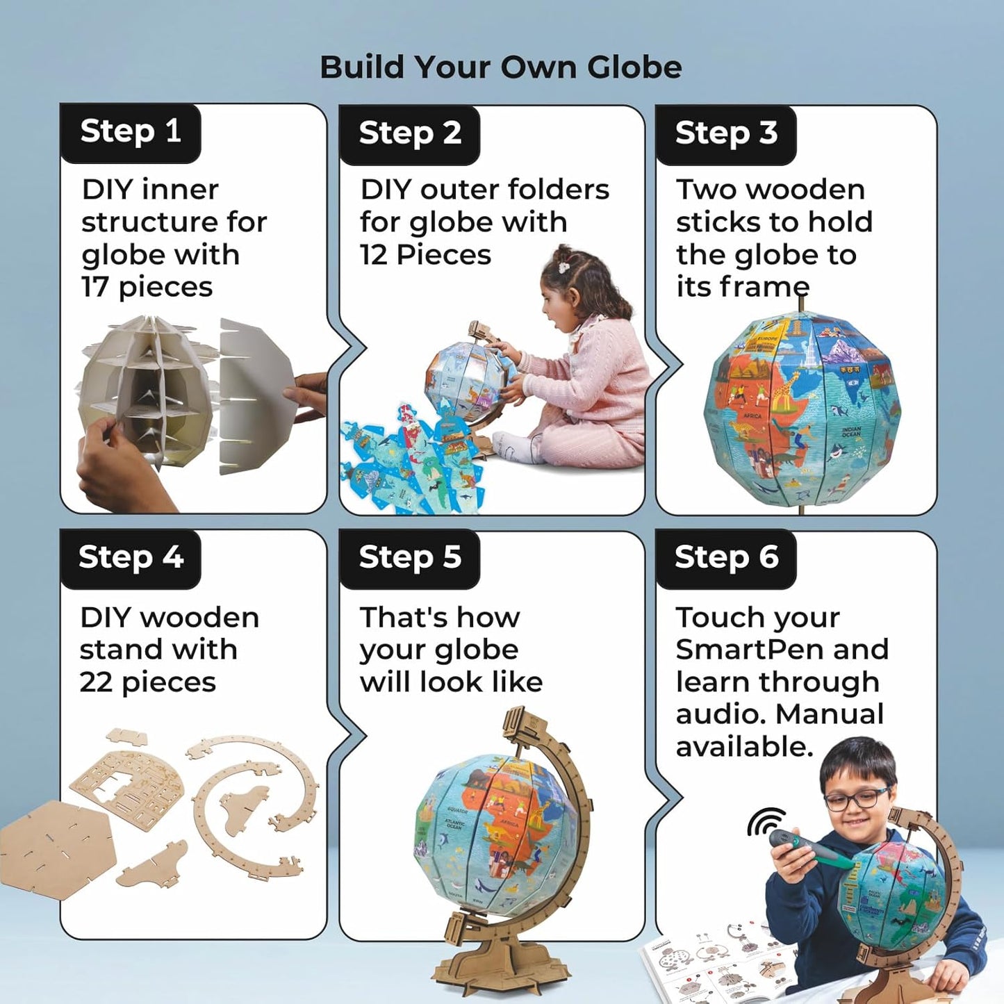 goDiscover Interactive Talking Globe with Smart Pen | Multilingual Geography Learning Toy for Kids