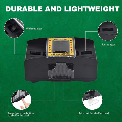 Automatic Card Shuffler Machine for 1–2 Decks | Battery Operated Electric Playing Card Shuffler | Portable Poker Card Shuffling Machine for Casino, Club, Family Games & Home Party