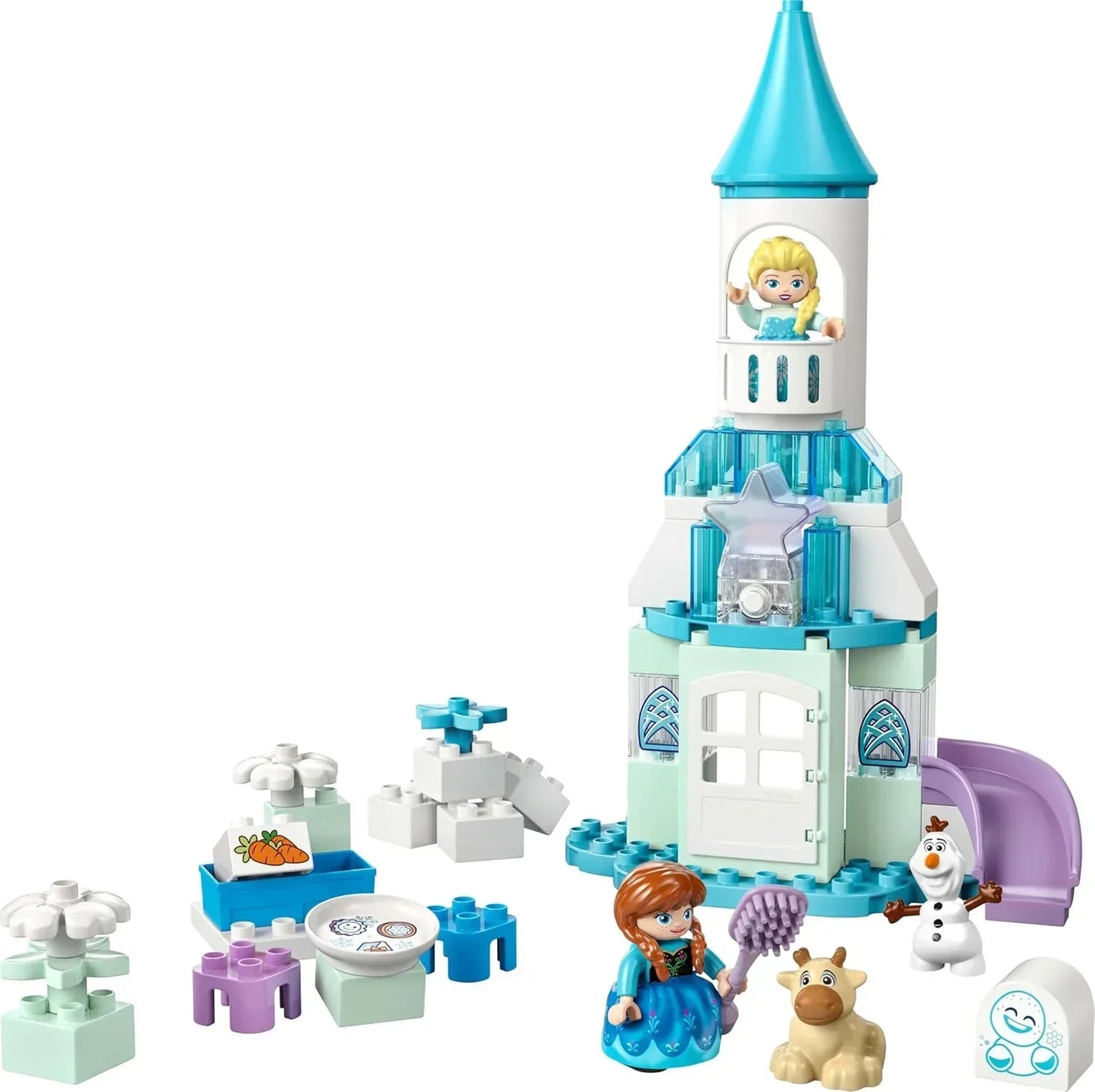 LEGO DUPLO 10455 Disney Anna and Elsa's Frozen Castle Party - Educational Toy with 5 Figures Incl. Olaf & Baby Sven, plus a Light Brick - Gift for 2+ Year Old Toddlers, Girls & Boys