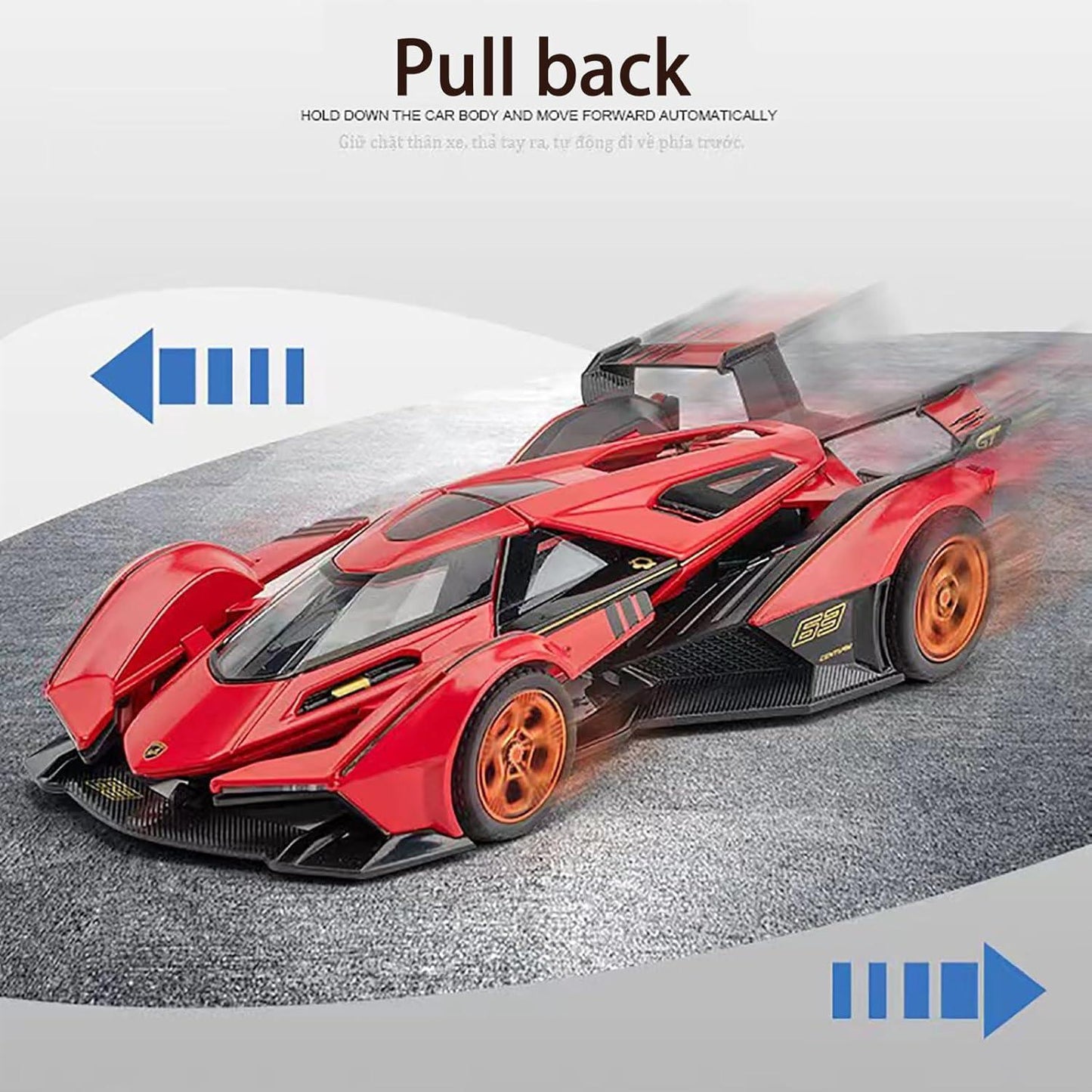 1:32 Lamborghini V12 Die-Cast Metal Toy Car – Pull Back Racing Model with Openable Doors, Light & Sound for Kids (3+ Years) - Jaiman Toys