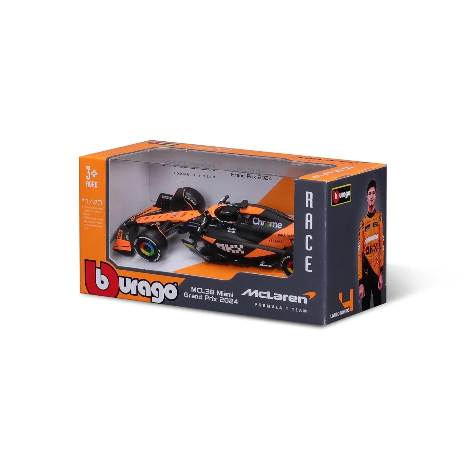 BBURAGO McLaren F1 MCL38 – Miami GP 2024 Special Edition | 1:43 Diecast Collectible Car - Jaiman Toys
