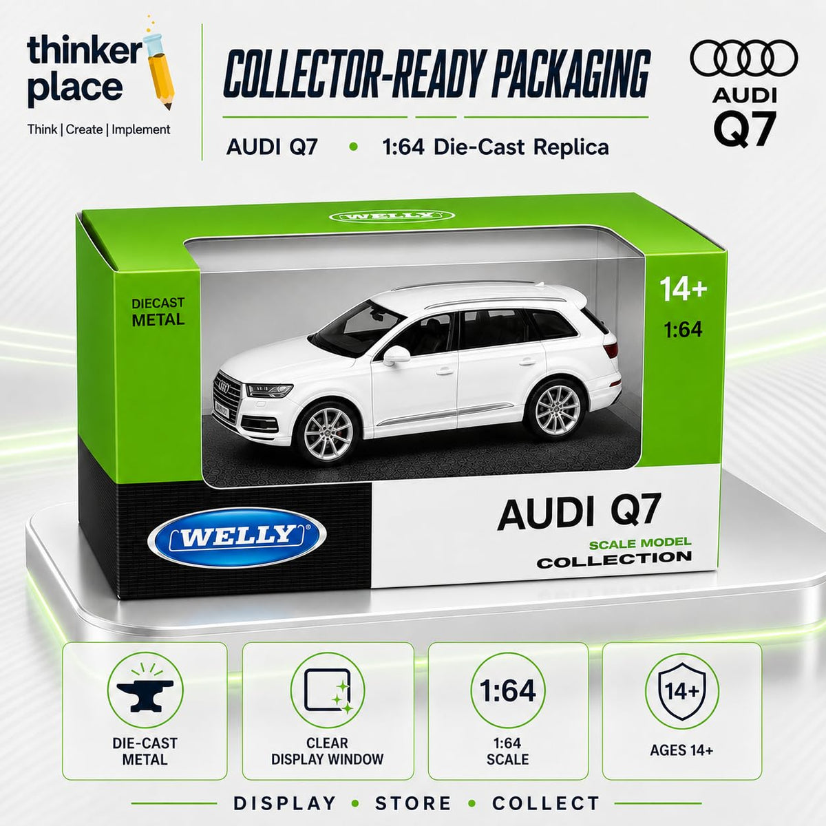 Welly 1:64 Audi 2015 Q7 White Die-Cast Metal Model Car