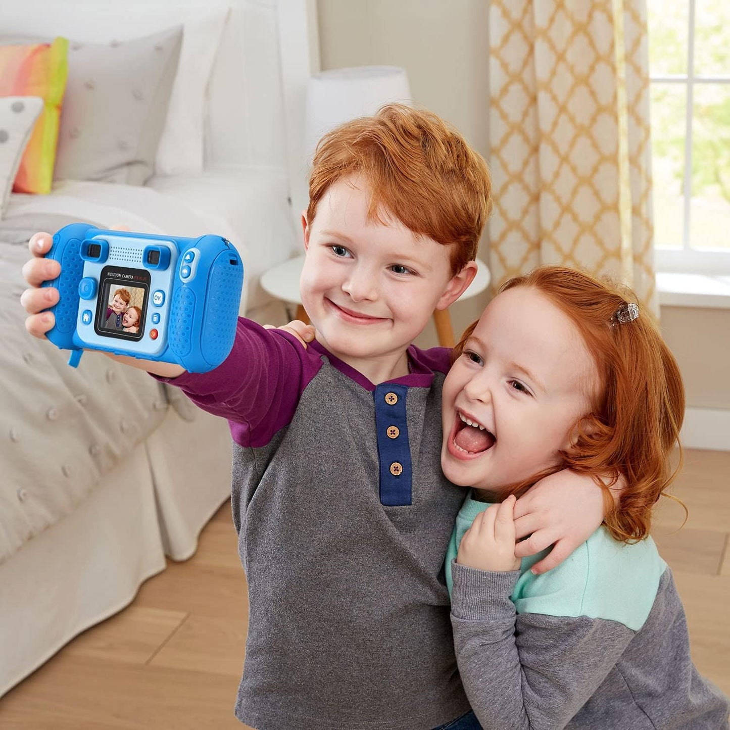VTech KidiZoom Camera Pix Plus, Blue | Kids Digital Camera with 4X Digital Zoom, Selfie Mode, HD Photos & Videos, Voice Recorder, Games & Expandable Memory