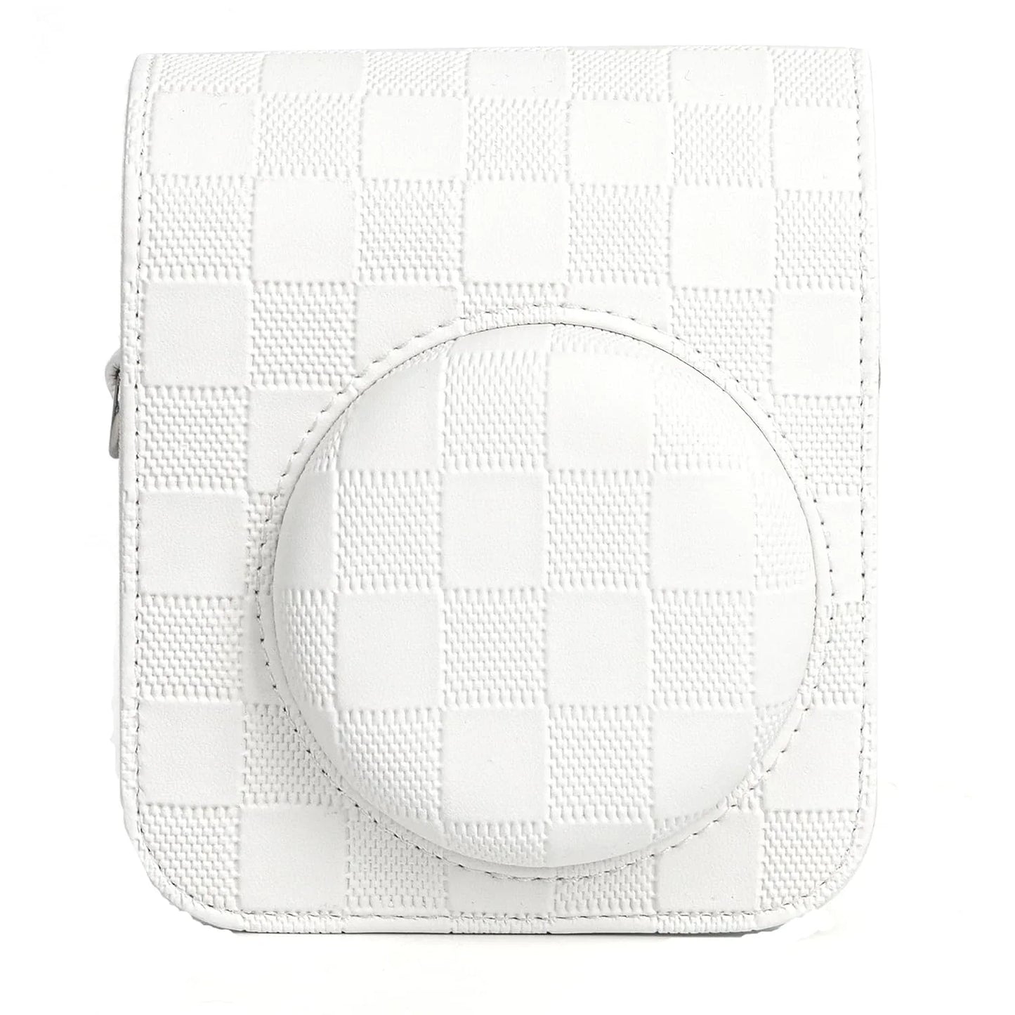 Checkmate Style – Chess Board PU Leather Camera Case for Instax Mini 12 with Adjustable Strap - Clay White - Jaiman Toys