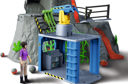 Schleich Dinosaurs - 60PC Volcano Expedition Base Camp Playset - Dinosaur Toy Playset with LED, Smoke Erupting, Dino Figurines for Boys and Girls - Interactive for Kids Ages 5+ | 42564