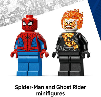 LEGO | Marvel 76335 Spider-Man vs. Ghost Rider Motorcycle - Superhero Toy w/a Motorbike Model, 2 Minifigures, Web String & Fire Elements - Gift for 6+ Year Old Boys