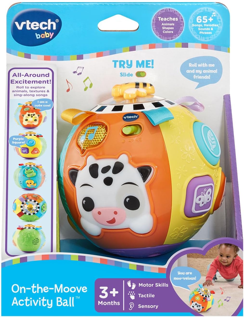 VTech Baby On-the-Moove Activity Ball Interactive Sensory Learning Toy for Babies & Toddlers | Orange