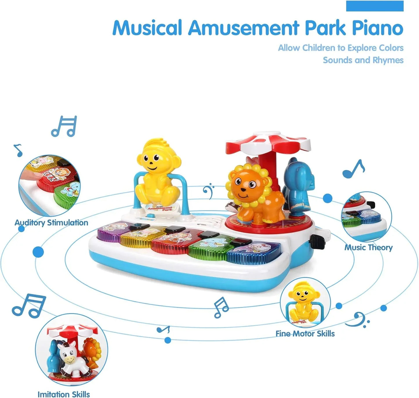 Baby Musical Toys Animal Amusement Park with Light, Kids Baby Toddler Piano Keyboard, Educational Learning Toy - Jaiman Toys