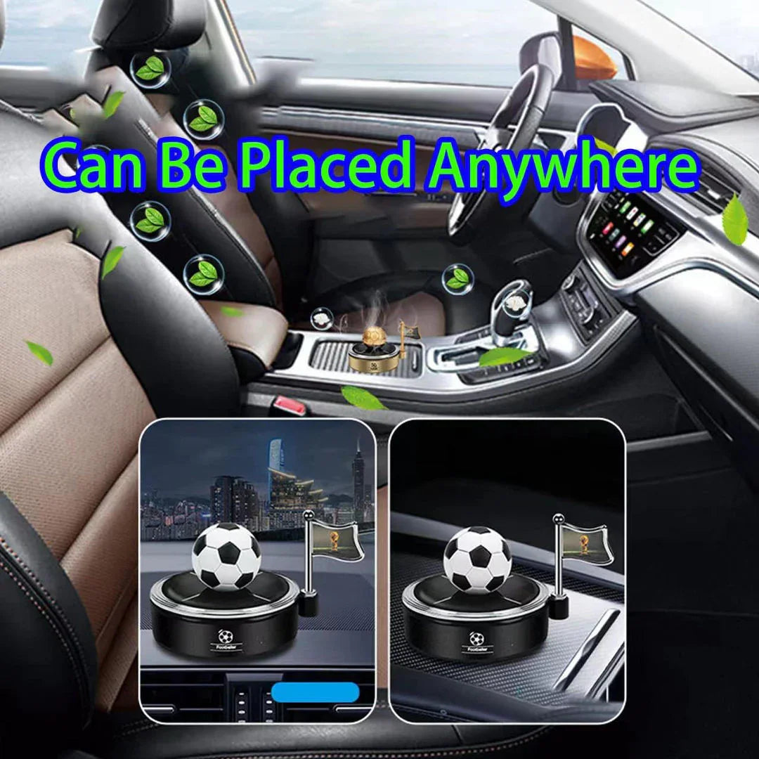 Solar Car Air Freshener – Football Design Fragrance Diffuser & Air Purifier for Car Dashboard and Home (Black)
