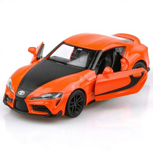 RMZ Hobby 1:32 Toyota Supra 2020 Die-Cast Model Car – Orange with Openable Doors, Pull-Back Action, Light & Sound (664988) - Jaiman Toys