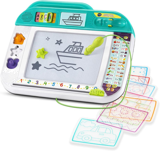 VTech Doodle & Draw Learning Center | Interactive Educational Writing & Drawing Board with LCD Screen, Stencils, Magnetic Stamps, Stylus & Learning Games | Preschool Learning Toy
