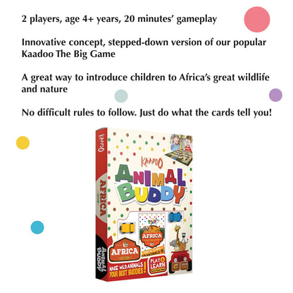 KAADOO Animal Buddy Africa Edition Board Game | Educational Wildlife Discovery Game for Kids 4+ Years | Learn African Animals Through Play | 2 Player Family Board Game | Made in India