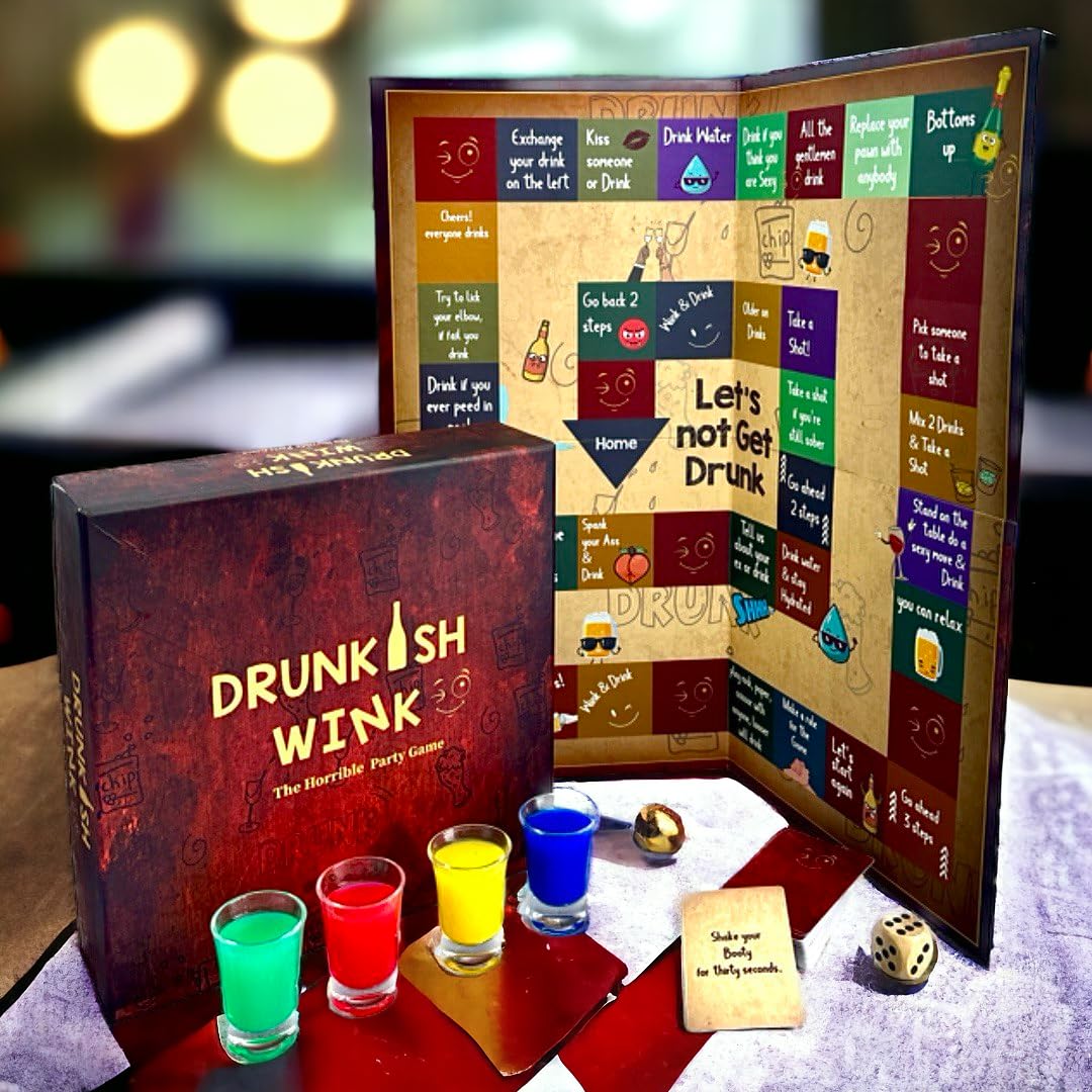 Drunkish Wink - Adult Party Board Game | Dare, Challenge & Drinking Game for House Parties | 2-8 Players | Ages 18+