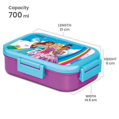 Milton Barbie Kids Lunch Box 700ml | School Tiffin Box with Secure Locking Clips | Portable Food Storage Container for School, Picnic & Travel