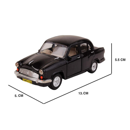 Centy Wheel Force Ambassador Pull Back Toy Car with Openable Doors | Classic Indian Sedan Model | Friction Powered | Black | Ages 3+