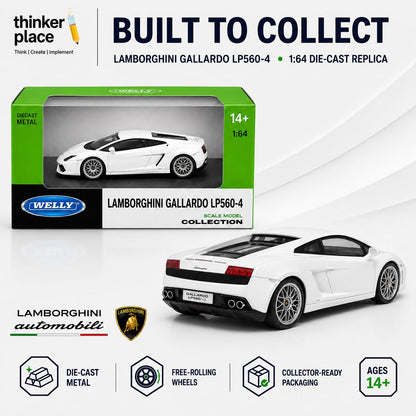 Welly 1:64 Lamborghini Gallardo LP560-4 White Die-Cast Metal Model Car